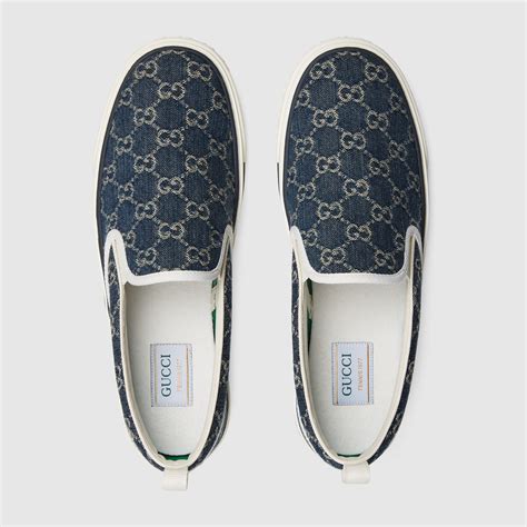 gucci black slip ons|Gucci denim slip on.